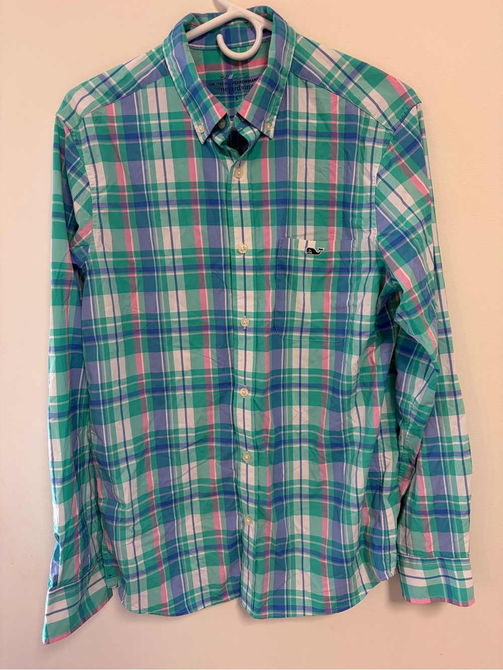 Vineyard Vines OTG On-The-Go Performance Plaid Stretch Button-Down Shirt Small